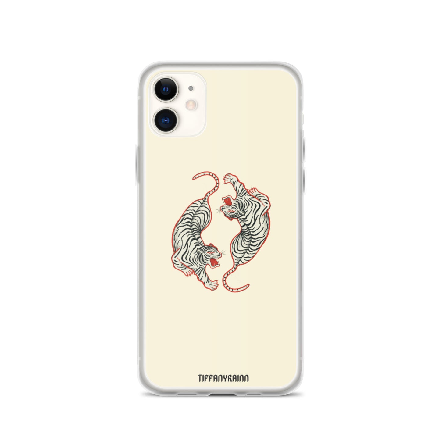 Twin Tigers iPhone Case - Cream